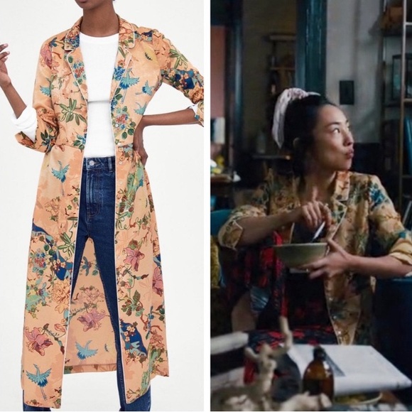 Zara Piped Floral Maxi Shirt Kimono Dress - Picture 2 of 16